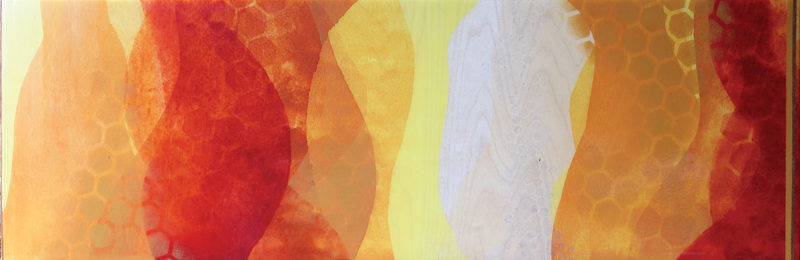 "How Sweet (the Sound)" by Meghan MacMillan, acrylic on birch, 12x36", 2014-15