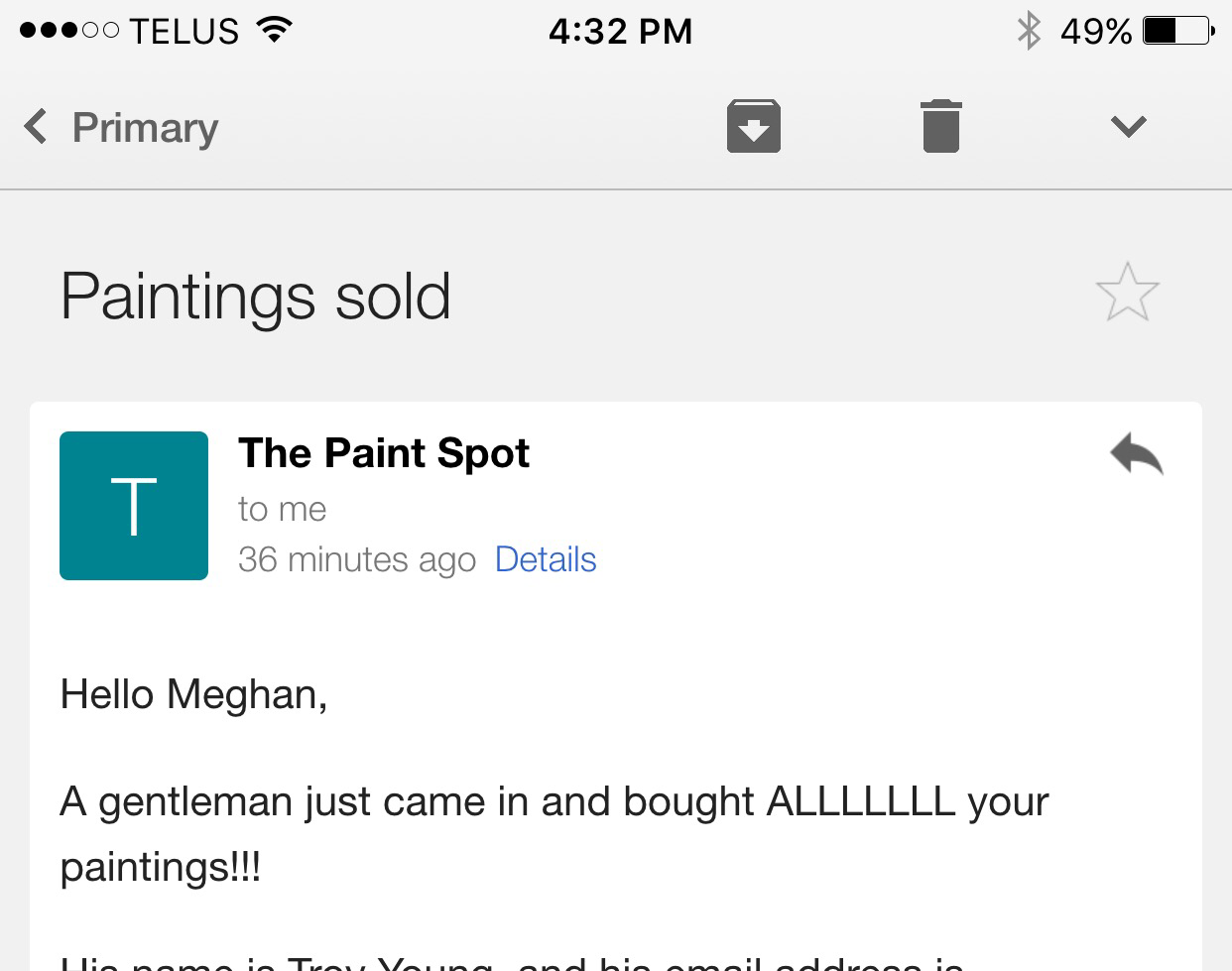 Sold! Meghan MacMillan gets some good news